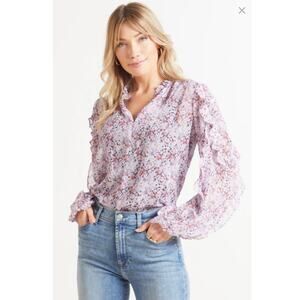 Roan + Ryan Evereve Molly Floral Chiffon Blouse M